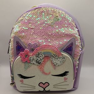 Sequin Glitter Cat Rainbow Mini Backpack